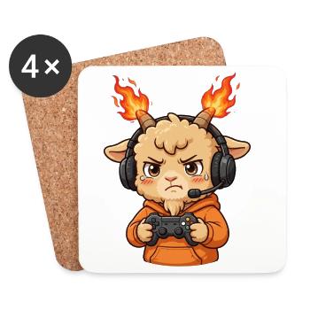 Gamer Fire Goat Shirt Feuer Ziege - Untersetzer (4er-Set) - Weiß - Vorne
