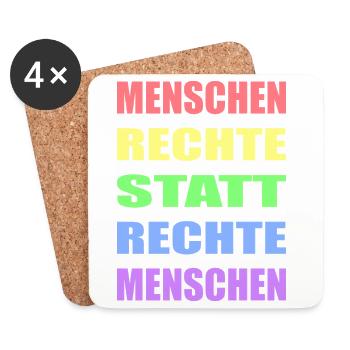 Menschenrechte statt rechte Menschen Links Antifa - Untersetzer (4er-Set) - Weiß - Vorne