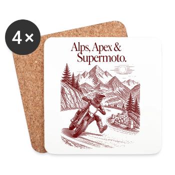 Alps and Apex - Supermoto - Untersetzer (4er-Set) - Weiß - Vorne