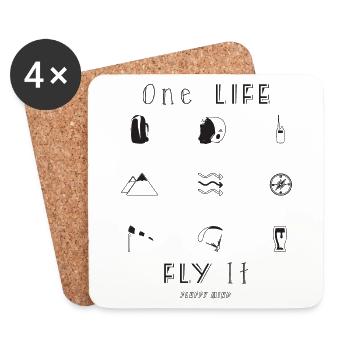 Parapente - One Life, Fly It - Dessous de verre (lot de 4) - blanc - Devant
