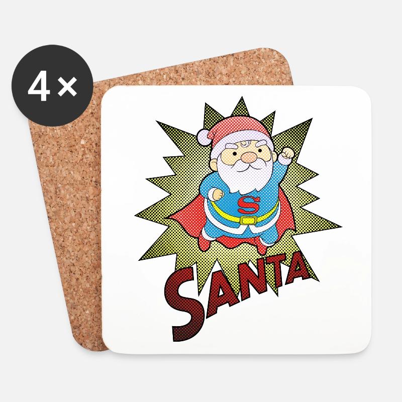 Super-Santa - Untersetzer (4er-Set) - Weiß