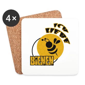 ICH LIEBE BIENEN - Untersetzer (4er-Set) - Weiß - Vorne