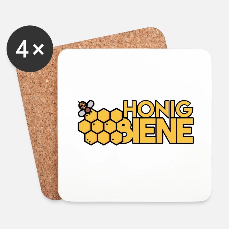 HONIGBIENE - Untersetzer (4er-Set) - Weiß