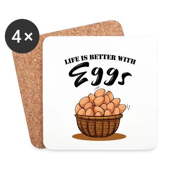 LIFE IS BETTER WITH EGGS - Untersetzer (4er-Set) - Weiß - Vorne
