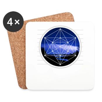 Metatron Hexagon Cube Grafikdesign - Untersetzer (4er-Set) - Weiß - Vorne