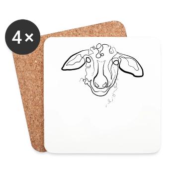 Hirte Schaf - one line drawing - Untersetzer (4er-Set) - Weiß - Vorne