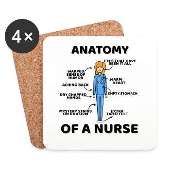Anatomie einer Krankenschwester lustiges Geschenk - Untersetzer (4er-Set) - Weiß - Vorne