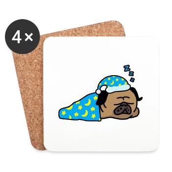 Dog tired - the life of a dog - Coasters (set of 4) - white - Front