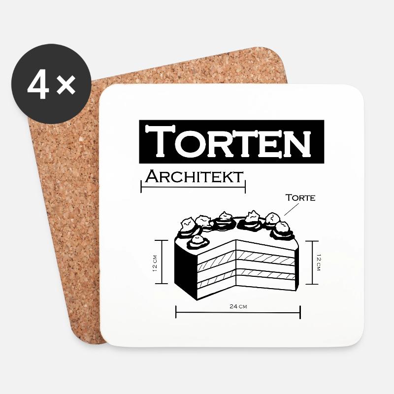 Kuchen Torten Architekt - Untersetzer (4er-Set) - Weiß
