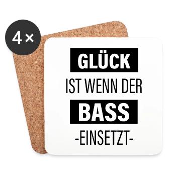 Glück Ist Wenn Der Bass Einsetzt - Untersetzer (4er-Set) - Weiß - Vorne
