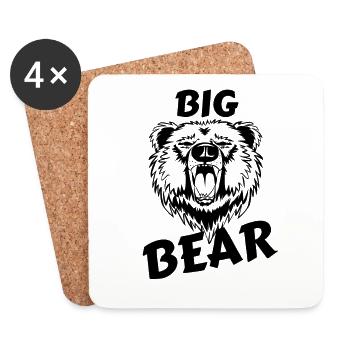 Bear Head Papa Father Bear - Coasters (set of 4) - white - Front