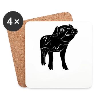 Schwein Ferkel - Untersetzer (4er-Set) - Weiß - Vorne