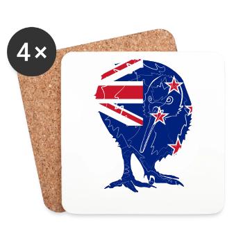 Kiwi Neuseeland - Untersetzer (4er-Set) - Weiß - Vorne