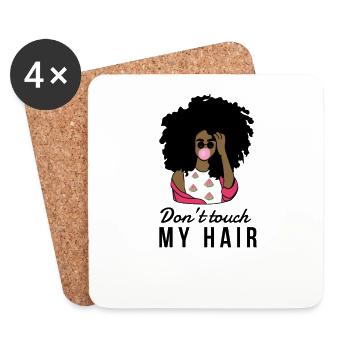 Dieses berühren nicht mein Haar Melanin-Afro-Frau - Untersetzer (4er-Set) - Weiß - Vorne