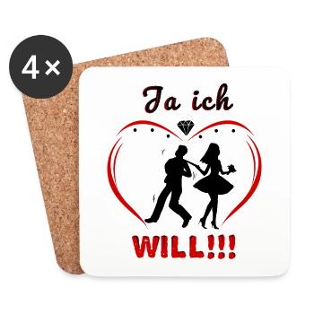 Ja Ich Will - Untersetzer (4er-Set) - Weiß - Vorne