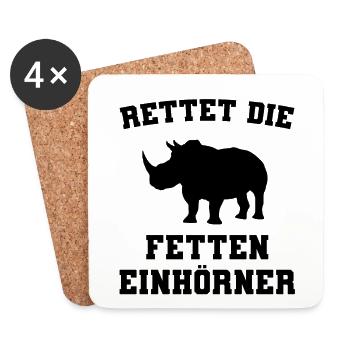 Tiere Rettet die fetten Einhörner Nashorn Freunde - Untersetzer (4er-Set) - Weiß - Vorne