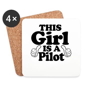 This woman is a pilot - Coasters (set of 4) - white - Front