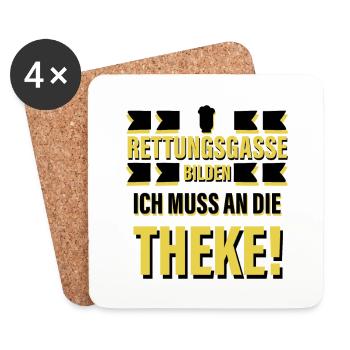 Rettungsgasse Bilden - Ich Muss An Die Theke! - Untersetzer (4er-Set) - Weiß - Vorne