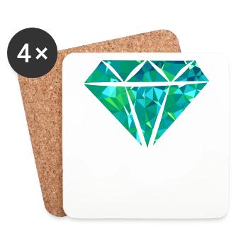 Diamond (Low Poly) - Dessous de verre (lot de 4) - blanc - Devant