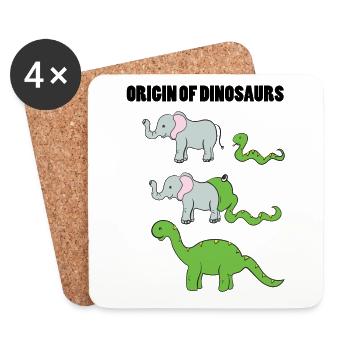 Éléphant serpent Dino - Dessous de verre (lot de 4) - blanc - Devant