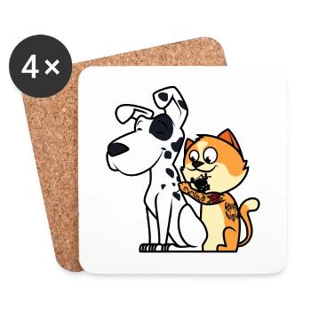 Chat Dalmate Tatouage - Dessous de verre (lot de 4) - blanc - Devant