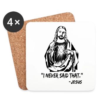Jésus drôle - Dessous de verre (lot de 4) - blanc - Devant