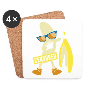 Censored naked banana - Coasters (set of 4) - white - Front
