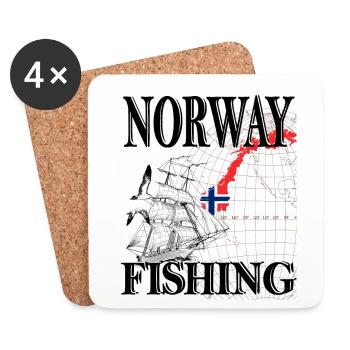 Norway -Norge-Norvège -Pêche - Dessous de verre (lot de 4) - blanc - Devant