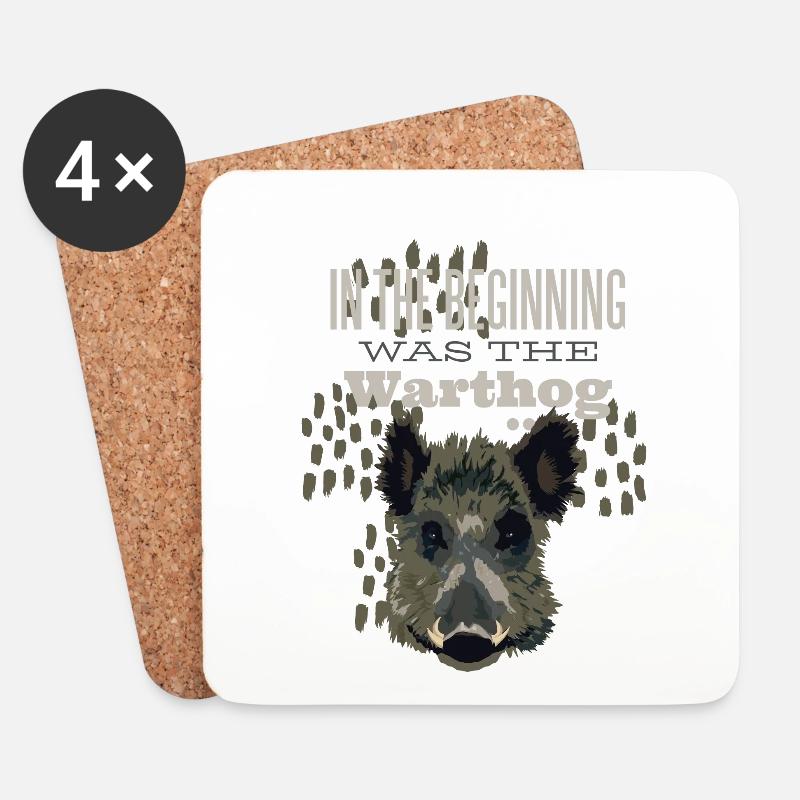 Am Anfang war das Warzenschwein. - Untersetzer (4er-Set) - Weiß
