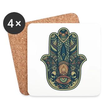 Hand der Fatima-Meditation - Untersetzer (4er-Set) - Weiß - Vorne