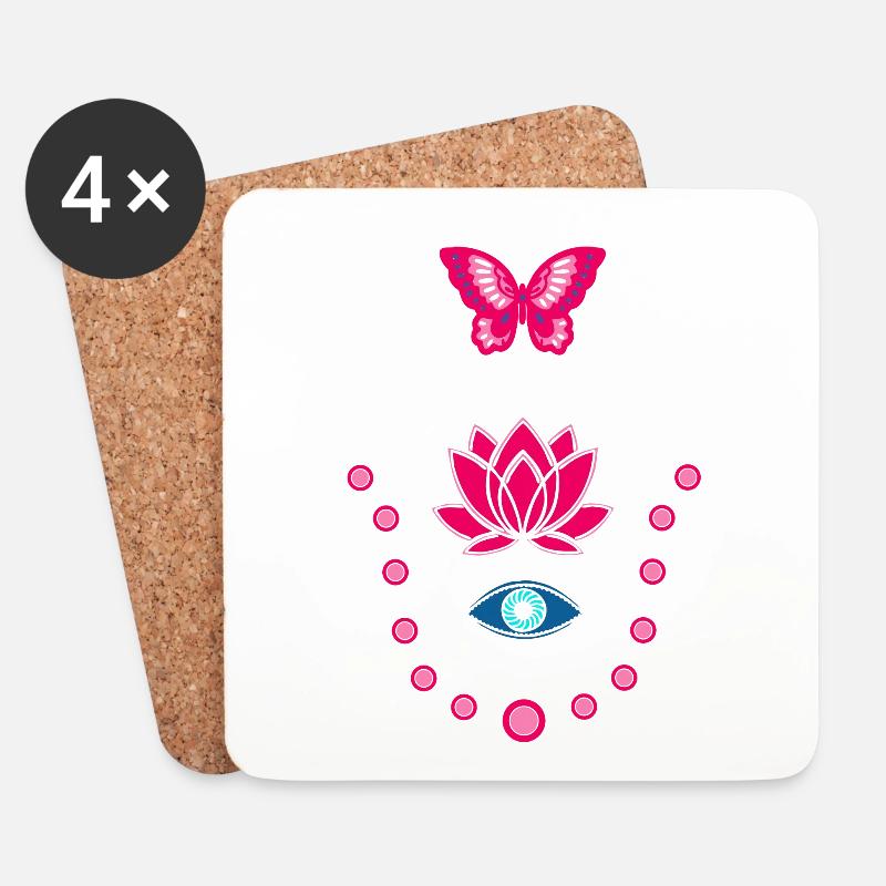 Spirituelle Hamsa Hand von Fatima - Untersetzer (4er-Set) - Weiß