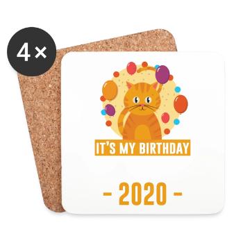 C'est mon anniversaire, l'année bissextile 2020. - Dessous de verre (lot de 4) - blanc - Devant