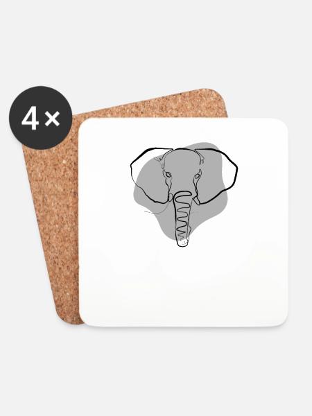 Elefant one line drawing - Untersetzer (4er-Set) - Weiß
