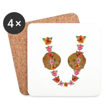 Hawaiianischer Kokosnuss-BH Tropischer Kakao - Untersetzer (4er-Set) - Weiß - Vorne