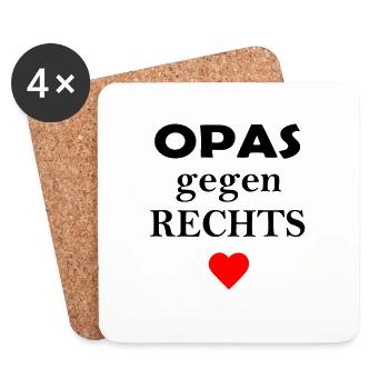 Opas gegen Rechts Anti Rassismus FCK AFD Nazis - Untersetzer (4er-Set) - Weiß - Vorne