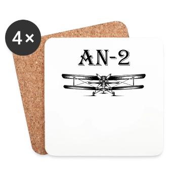 AN 2 retro Aviation Biplaner pour wei - Dessous de verre (lot de 4) - blanc - Devant
