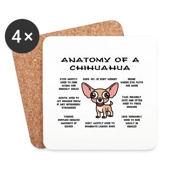 Anatomie du Chihuahua - Dessous de verre (lot de 4) - blanc - Devant