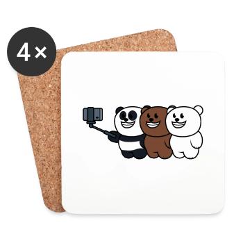 famille ours - Dessous de verre (lot de 4) - blanc - Devant