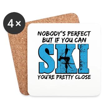 Personne n'est parfait - chemise de sports d'hiver de ski - Dessous de verre (lot de 4) - blanc - Devant