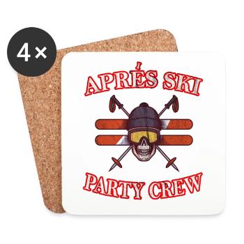 Party Crew ,Skiing - Untersetzer (4er-Set) - Weiß - Vorne