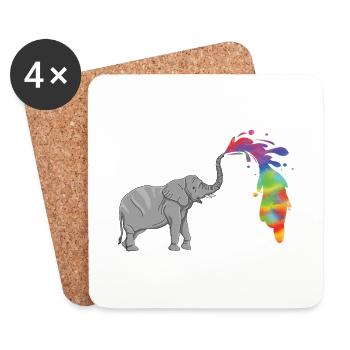Elephant colorful fountain - Coasters (set of 4) - white - Front