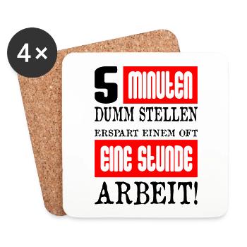 5 Minuten Dumm Stellen Arbeit - Untersetzer (4er-Set) - Weiß - Vorne
