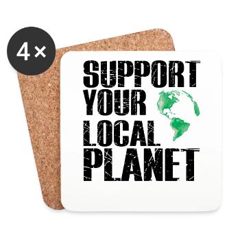 Support your Local Planet - Pro Umweltschutz - Untersetzer (4er-Set) - Weiß - Vorne