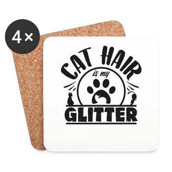 chat - Dessous de verre (lot de 4) - blanc - Devant