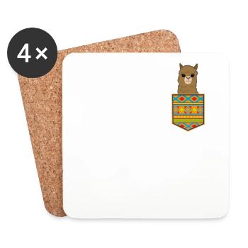 Lama poitrine poche cadeau femmes hommes enfants - Dessous de verre (lot de 4) - blanc - Devant