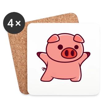 Petit cochon - Dessous de verre (lot de 4) - blanc - Devant