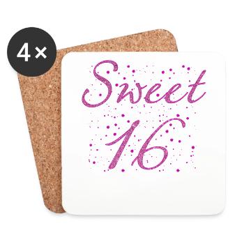 Sweet 16 anniversaire 16 ans Cadeau Mesdames Messieurs - Dessous de verre (lot de 4) - blanc - Devant