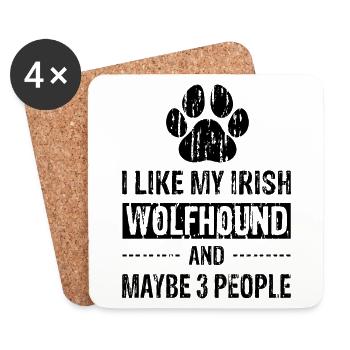 I Like My Irish Wolfhound And Maybe 3 People bw - Coasters (set of 4) - white - Front