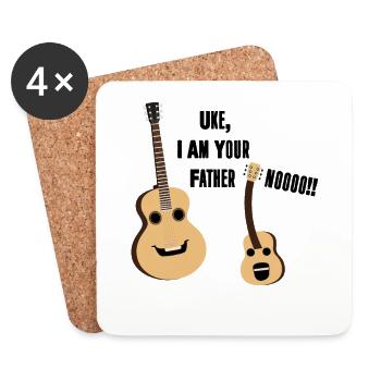 Uke je suis ton père T-shirt Ukulele Guitar Music - Dessous de verre (lot de 4) - blanc - Devant