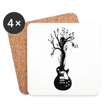Guitar tree smooth t shirt - Coasters (set of 4) - white - Front